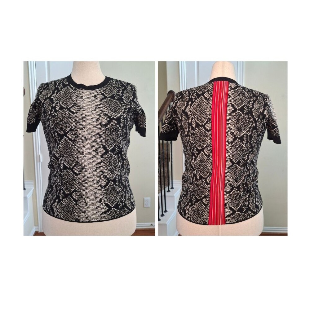 ESCADA Python Snakeskin Knit Top Women L Bodycon Stretch Quiet Luxury